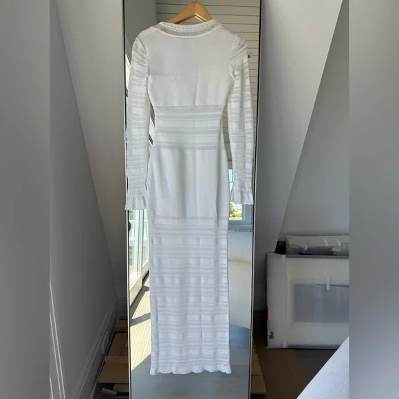 NWT Alaia White Jersey and Lace Paneled Maxi Dress FR38 - Picture 11 of 12